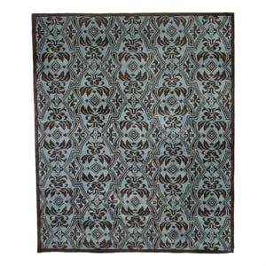 Tufted Contemporary Hand-Tufted New Zealand Wool Blue/Brown 12'x15' Area Rug