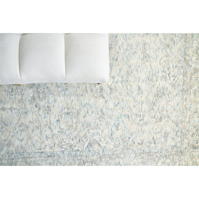 Tuscany Handloomed Wool/Bamboo Silk Beige/Blue 10'x14' Area Rug