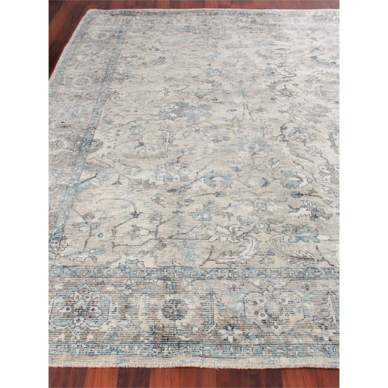 Tuscany Handloomed Wool/Bamboo Silk Beige/Blue 12'x15' Area Rug