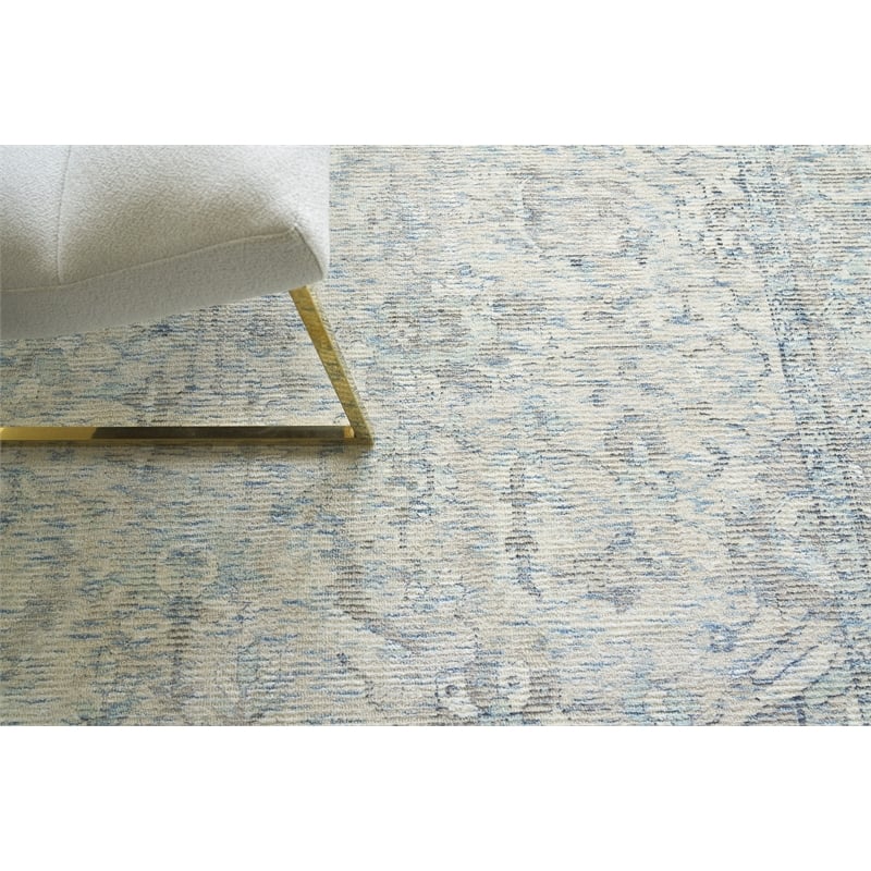 Tuscany Handloomed Wool/Bamboo Silk Beige/Blue 14'x20' Area Rug