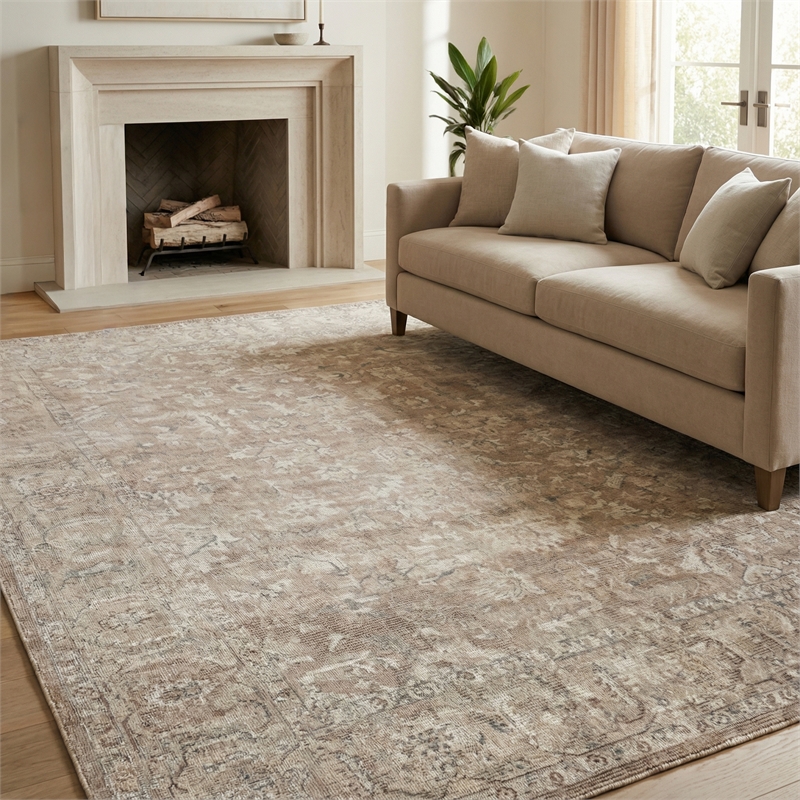 Tuscany Handloomed Wool/Bamboo Silk Tan 9'x12' Area Rug