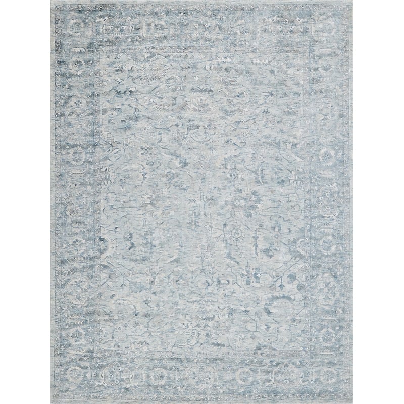 Tuscany Handloomed Wool/Bamboo Silk Ivory/Blue 6'x9' Area Rug