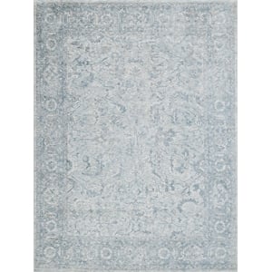 Tuscany Handloomed Wool/Bamboo Silk Ivory/Blue 6'x9' Area Rug