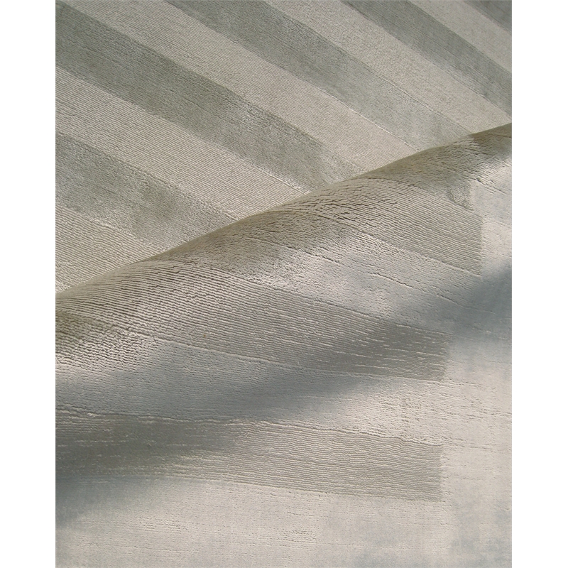 Wide Stripe Handloomed Viscose Silver 9'x12' Area Rug