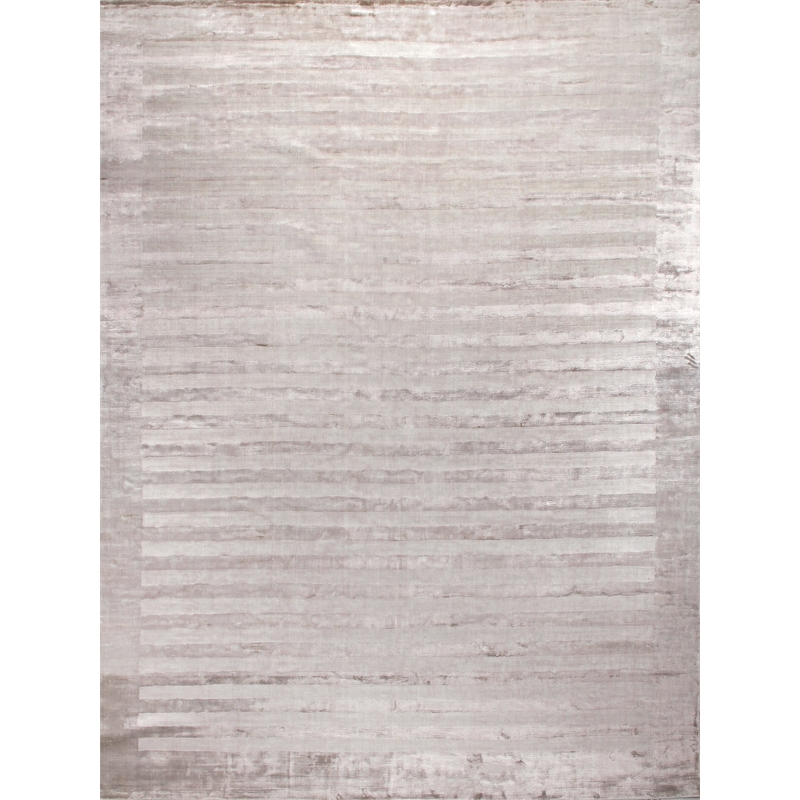 Wide Stripe Handloomed Viscose Silver 9'x12' Area Rug