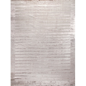 Wide Stripe Handloomed Viscose Silver 9'x12' Area Rug