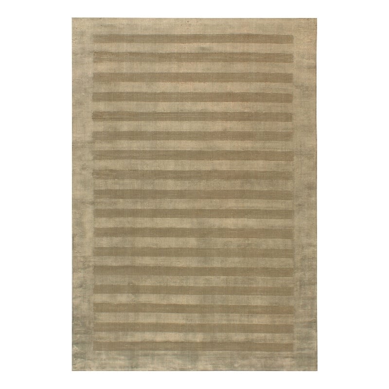 Wide Stripe Handloomed Viscose Dark Beige 9'x12' Area Rug