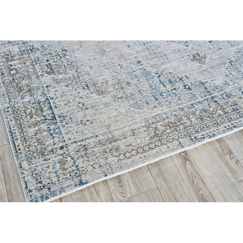 Vintage Looms Power Loom Polyester Beige/Blue 14'x18' Area Rug