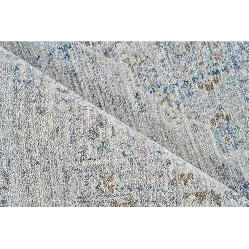 Vintage Looms Power Loom Polyester Beige/Blue 2'x3' Area Rug