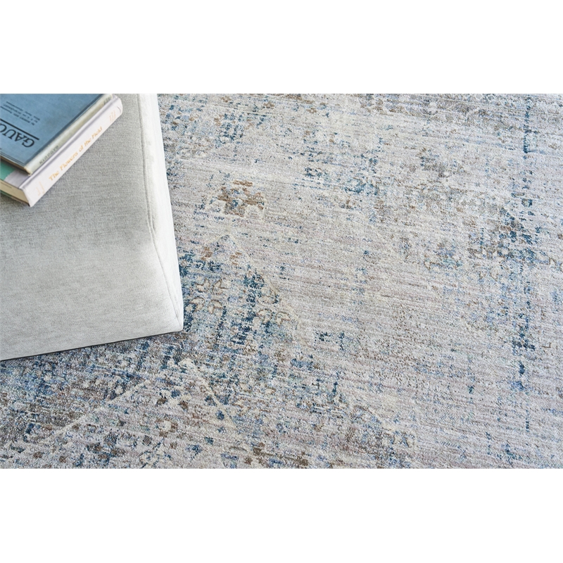 Vintage Looms Power Loom Polyester Beige/Blue 9'x12' Area Rug