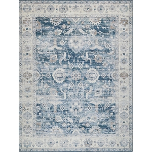 Vintage Looms Power Loom Polyester Blue/Beige 4'x12' Area Rug