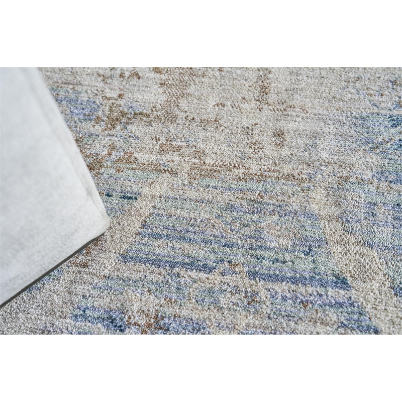 Vintage Looms Power Loom Polyester Light Blue/Beige 2'x3' Area Rug