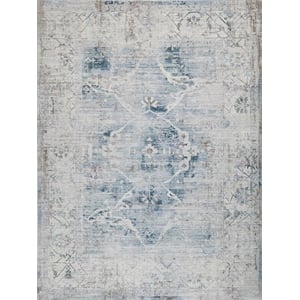 Vintage Looms Power Loom Polyester Light Blue/Beige 2'x3' Area Rug