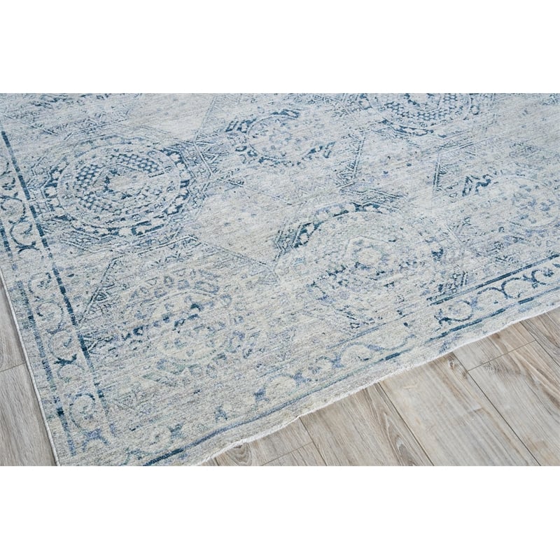 Vintage Looms Power Loom Polyester Light Blue/Blue 6'x9' Area Rug