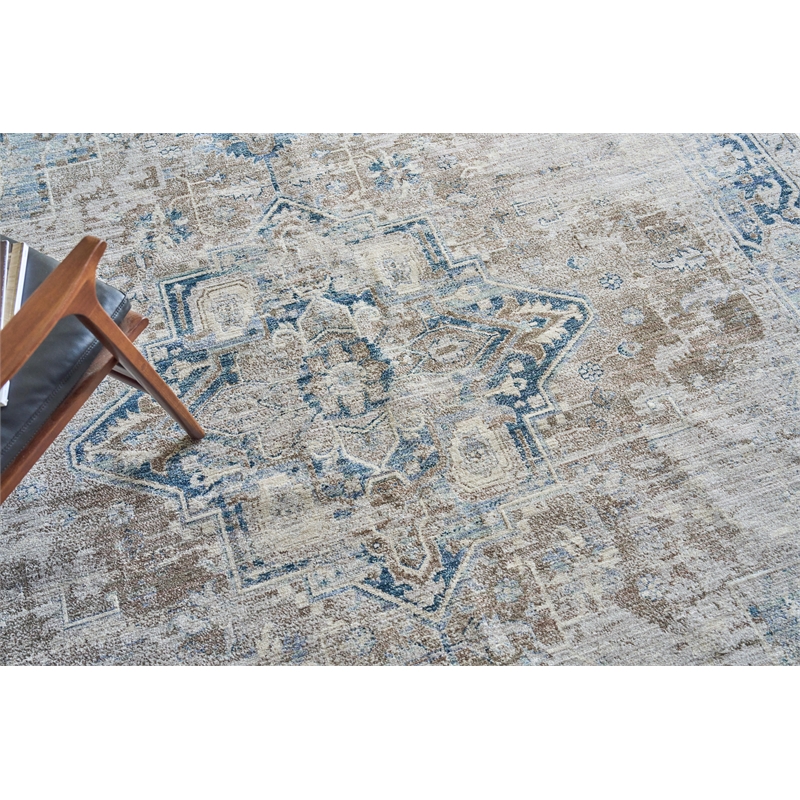 Vintage Looms Power Loom Polyester Rust/Navy 8'x10' Area Rug