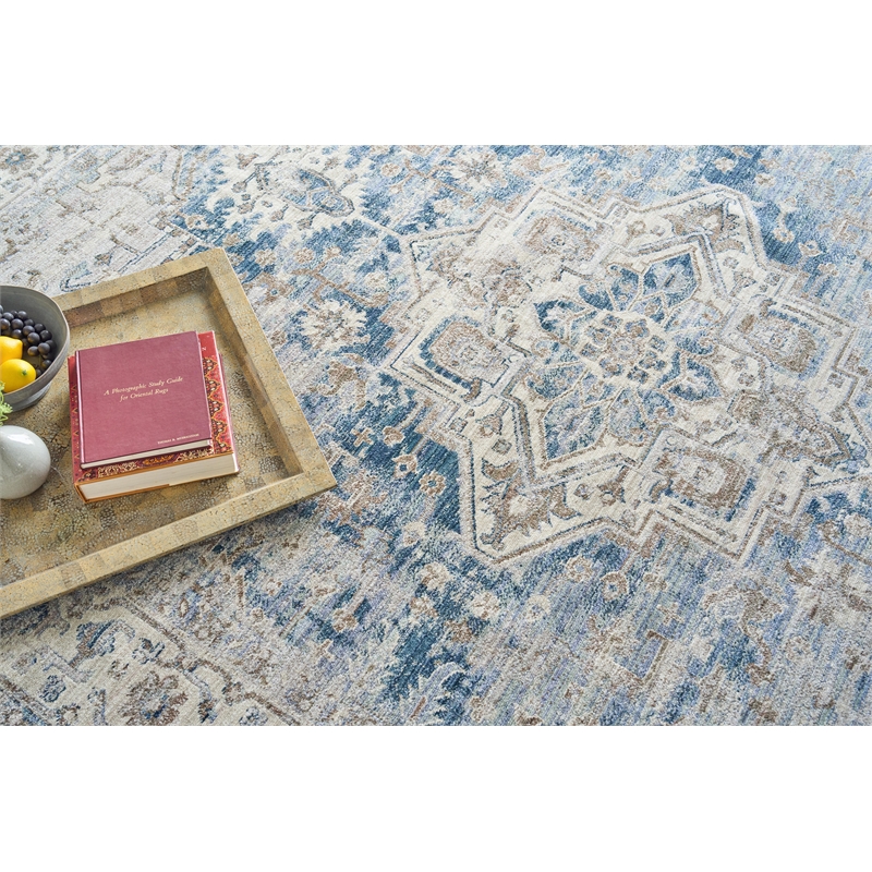 Vintage Looms Power Loom Polyester Blue/Beige 12'x15' Area Rug