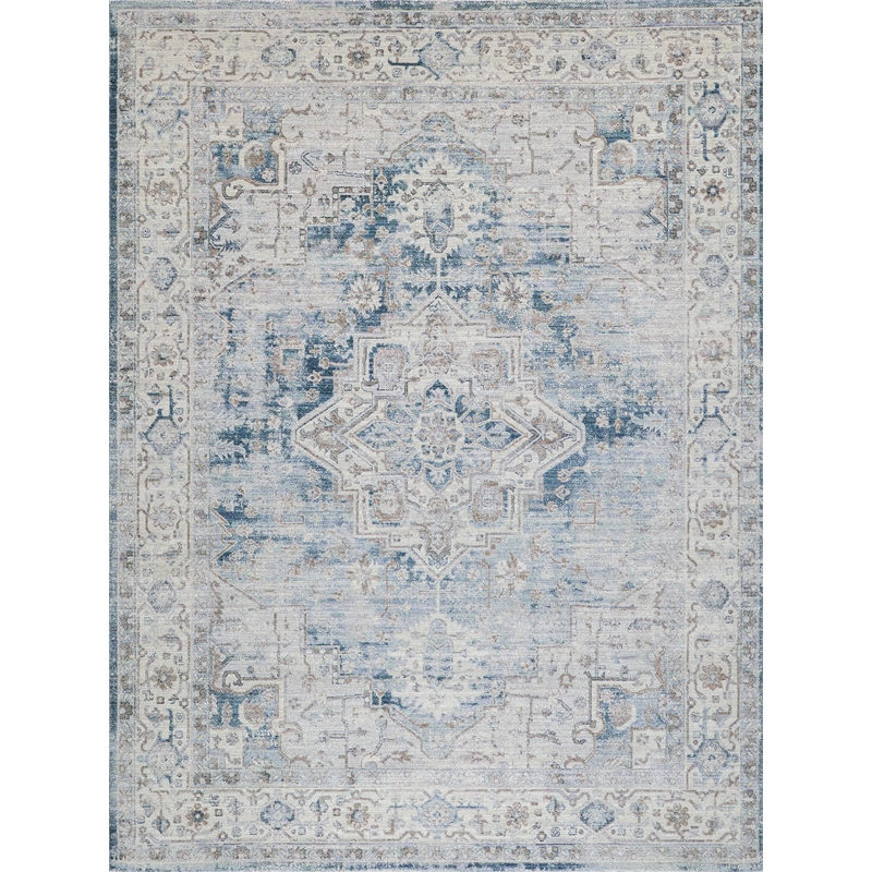 Vintage Looms Power Loom Polyester Blue/Beige 12'x15' Area Rug