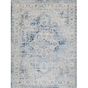Vintage Looms Power Loom Polyester Blue/Beige 2'x3' Area Rug