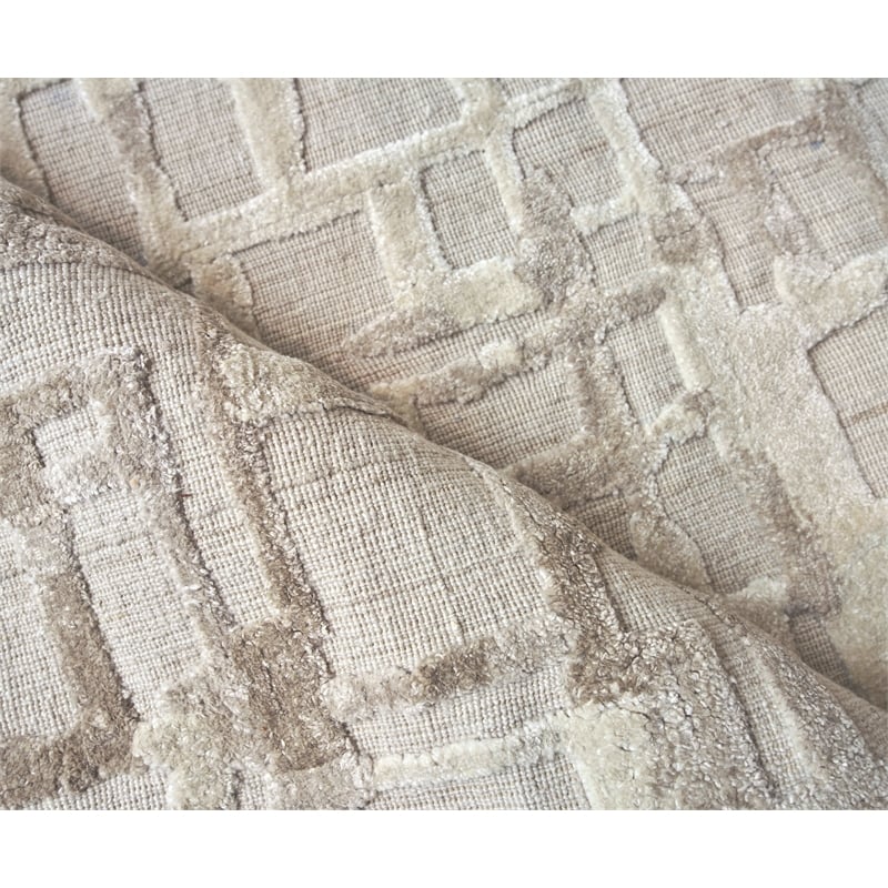 Vista Handloomed Wool/Bamboo Silk Beige 10'x14' Area Rug