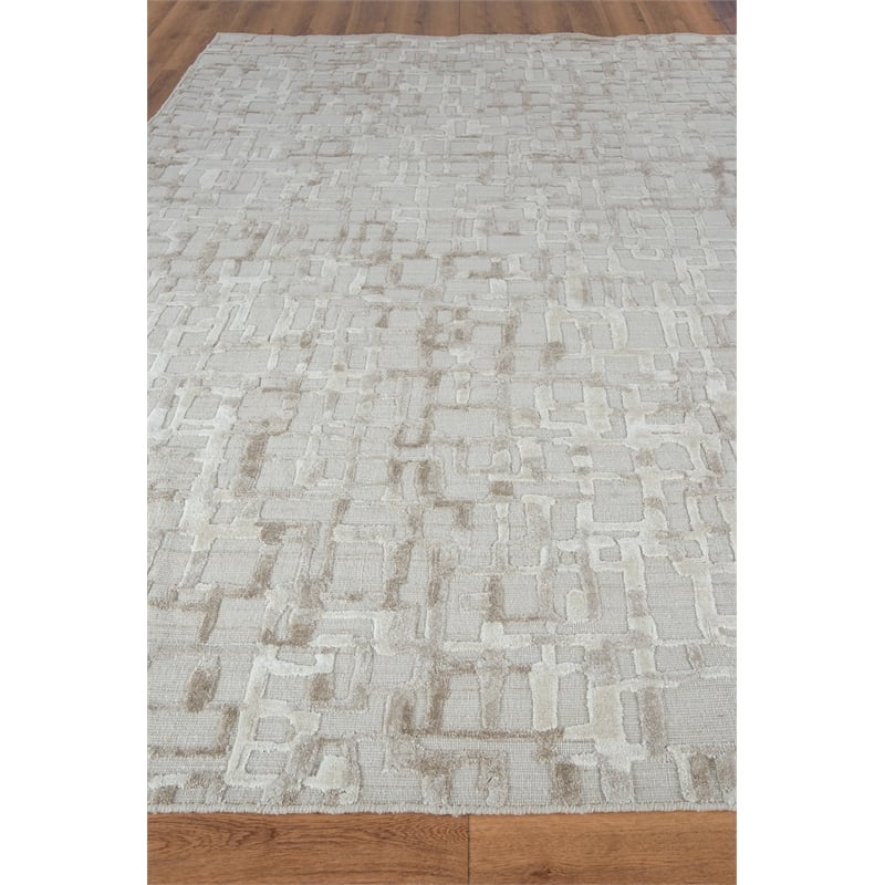 Vista Handloomed Wool/Bamboo Silk Beige 12'x18' Area Rug