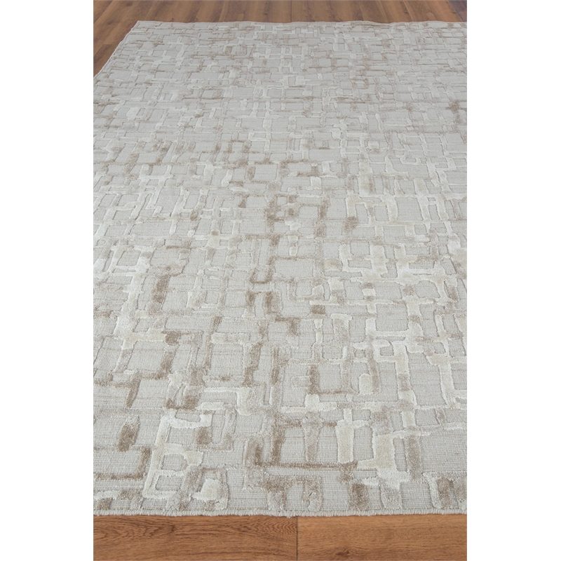 Vista Handloomed Wool/Bamboo Silk Beige 14'x14' Square Area Rug