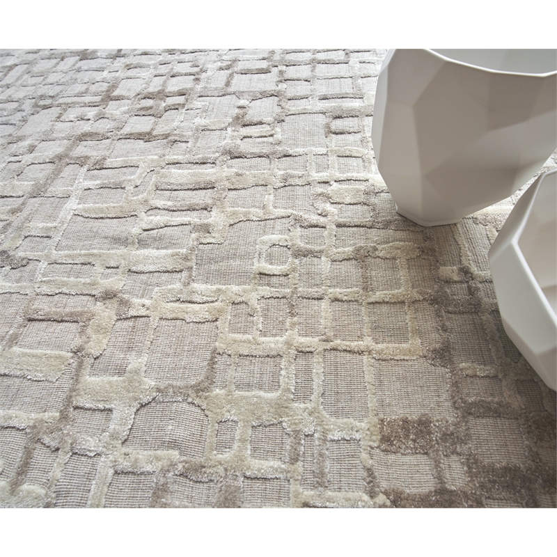 Vista Handloomed Wool/Bamboo Silk Beige 14'x18' Area Rug