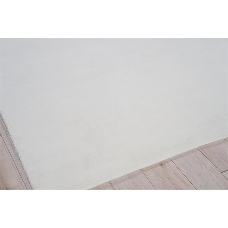 Velutto Modern Handloomed Silky Nylon White 8'x10' Area Rug