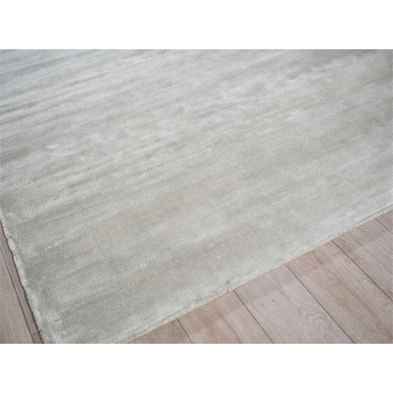 Velutto Modern Handloomed Silky Nylon Light Silver 2'x3' Area Rug