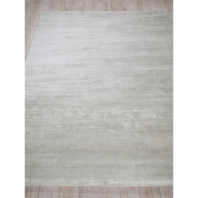 Velutto Modern Handloomed Silky Nylon Light Silver 2'x3' Area Rug