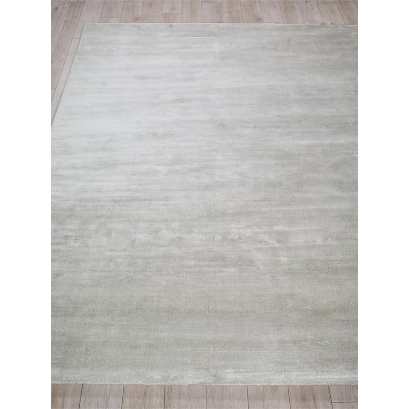 Velutto Modern Handloomed Silky Nylon Light Silver 4'x6' Area Rug