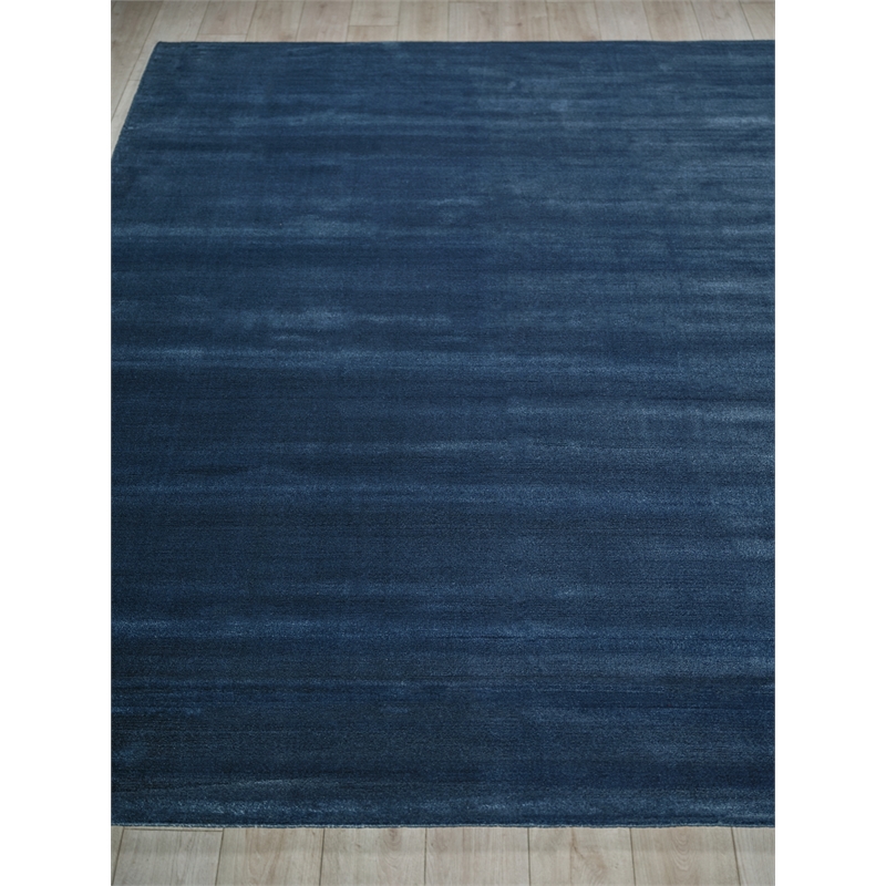 Velutto Modern Handloomed Silky Nylon Navy 2'x3' Area Rug