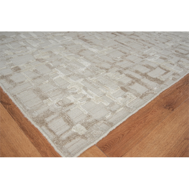 Vista Handloomed Wool/Bamboo Silk Beige 8'x10' Area Rug