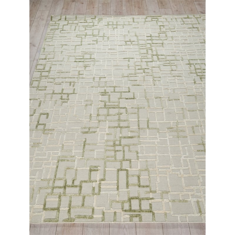 Vista Handloomed Wool/Bamboo Silk Green 10'x14' Area Rug
