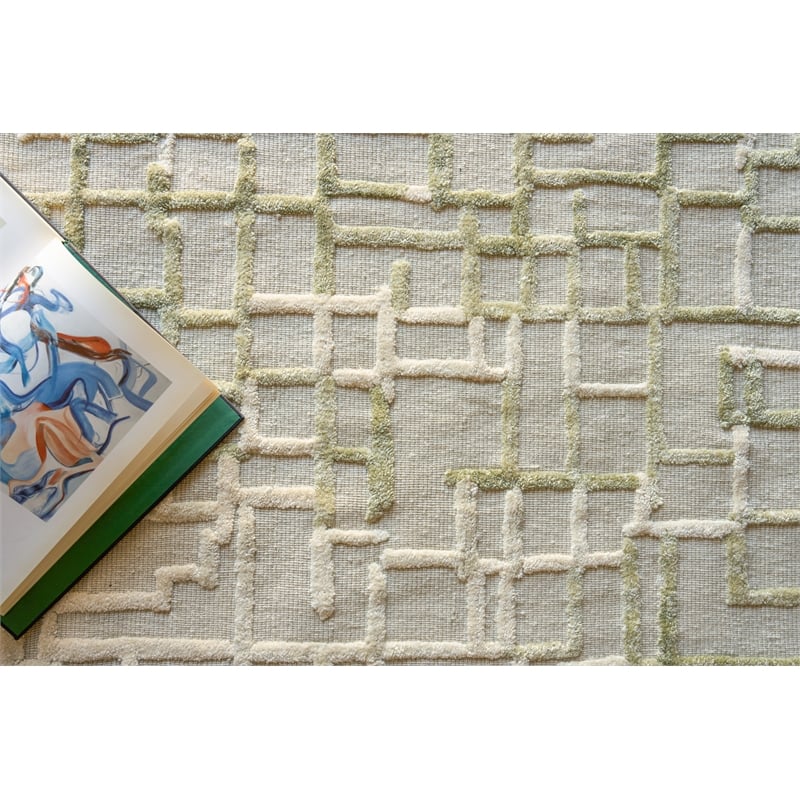 Vista Handloomed Wool/Bamboo Silk Green 10'x14' Area Rug