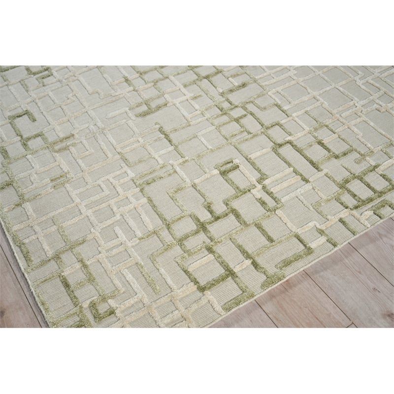 Vista Handloomed Wool/Bamboo Silk Green 12'x15' Area Rug