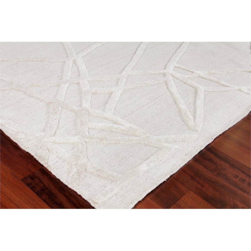 Windsor Handloomed Wool/Bamboo Silk Silver 12'x15' Area Rug