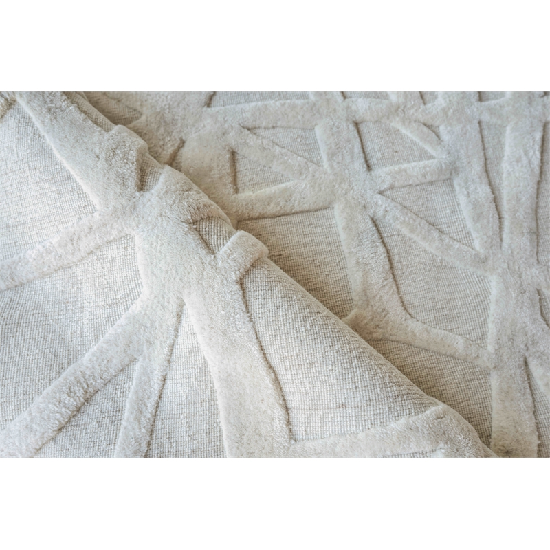 Windsor Handloomed Wool/Bamboo Silk Silver 12'x15' Area Rug