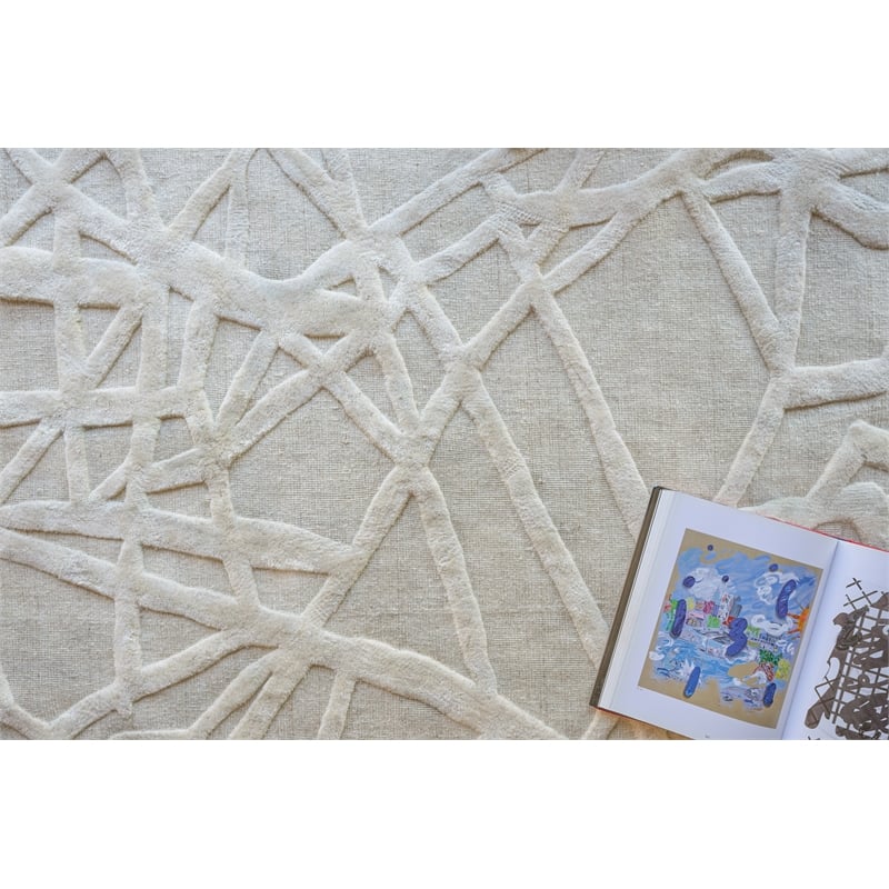 Windsor Handloomed Wool/Bamboo Silk Silver 12'x15' Area Rug
