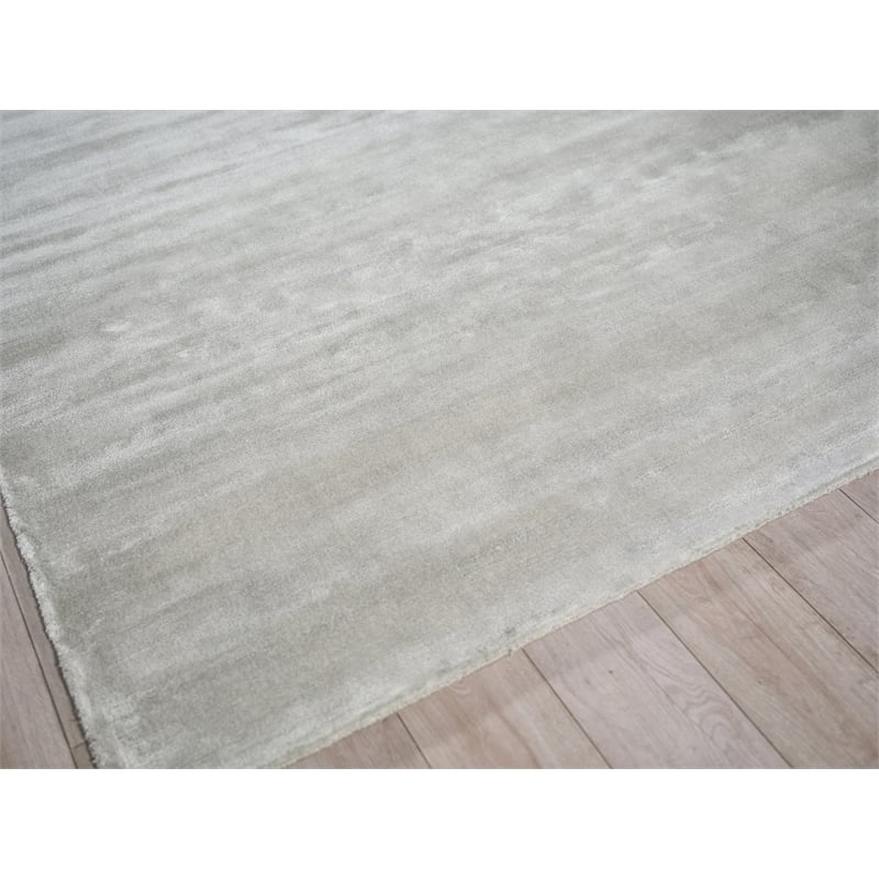Velutto Modern Handloomed Silky Nylon Light Silver 12'x18' Area Rug