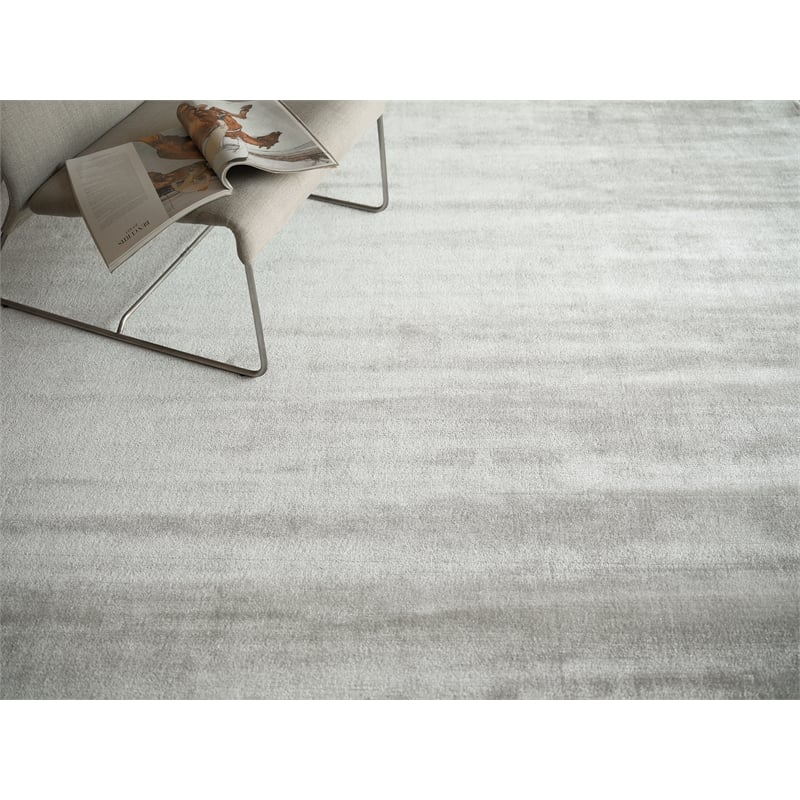 Velutto Modern Handloomed Silky Nylon Light Silver 12'x18' Area Rug