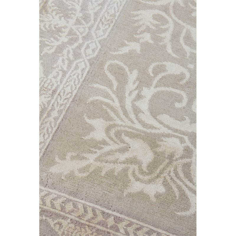 Velvet Hand-Knotted Silk Ivory/Silver 9'x12' Area Rug