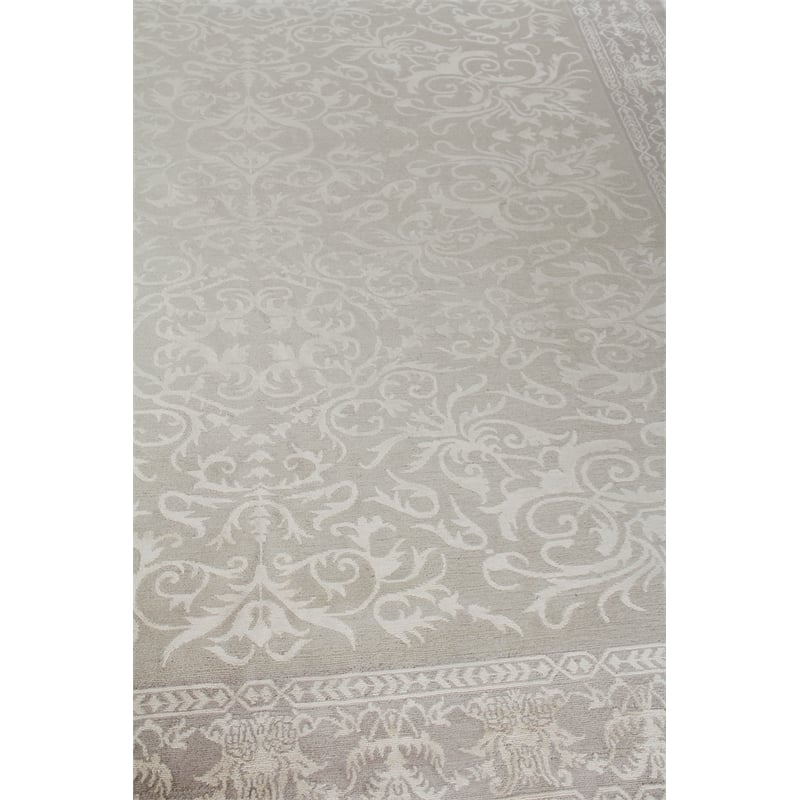 Velvet Hand-Knotted Silk Ivory/Silver 9'x12' Area Rug