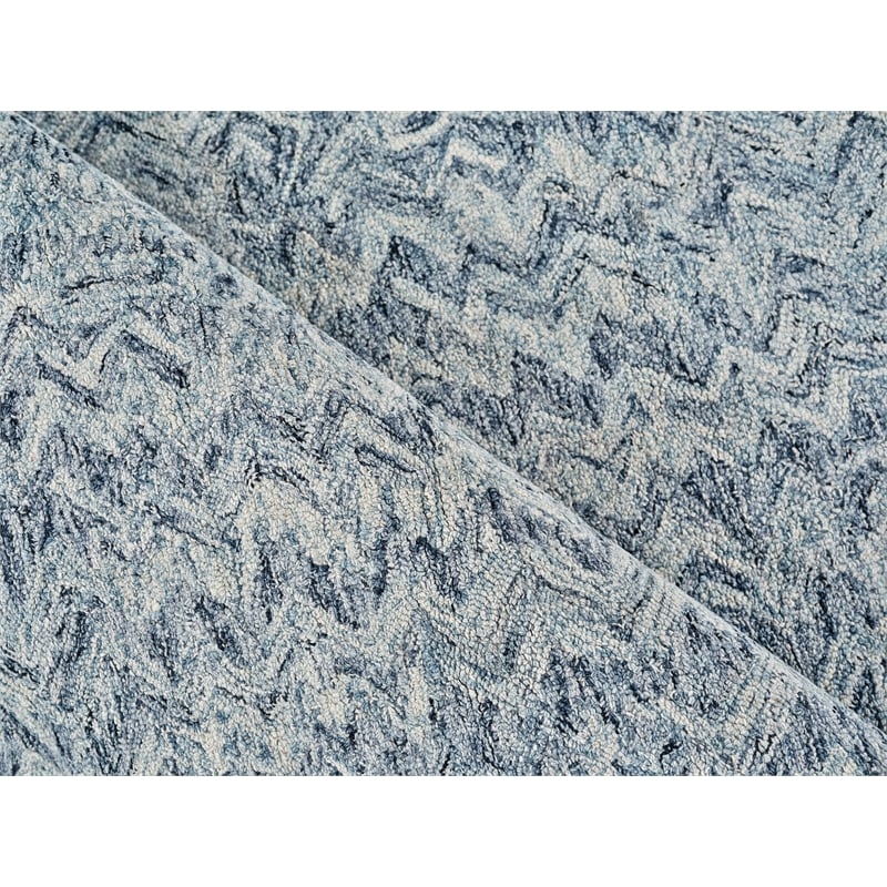 Veneta Hand-Tufted New Zealand Wool Blue 4'x10' Area Rug
