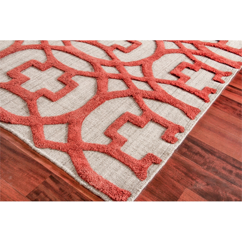Windsor Handloomed Wool/Bamboo Silk Rust/Gray 12'x15' Area Rug
