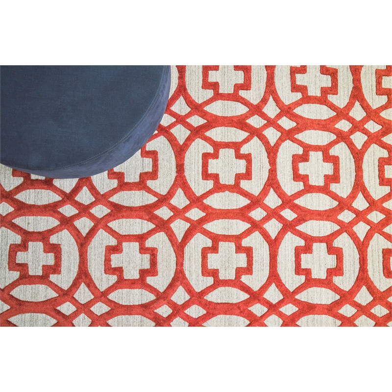 Windsor Handloomed Wool/Bamboo Silk Rust/Gray 12'x15' Area Rug