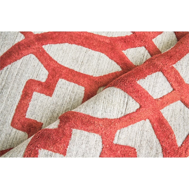 Windsor Handloomed Wool/Bamboo Silk Rust/Gray 8'x10' Area Rug