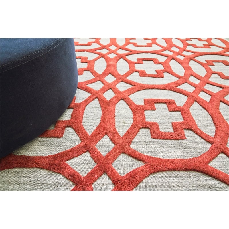 Windsor Handloomed Wool/Bamboo Silk Rust/Gray 8'x10' Area Rug