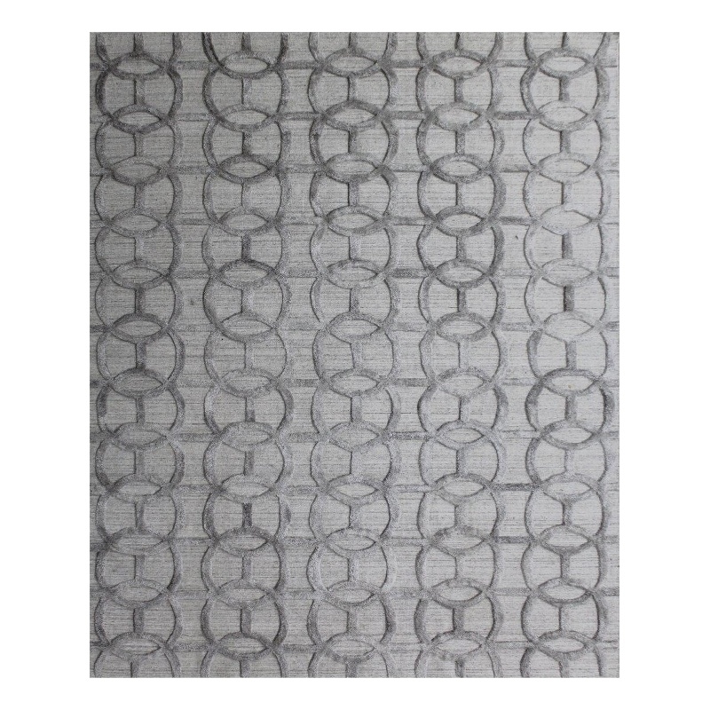 Windsor Handloomed Wool/Bamboo Silk Silver 8'x10' Area Rug