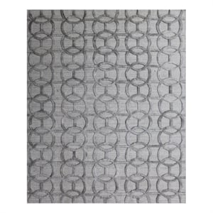 Windsor Handloomed Wool/Bamboo Silk Silver 8'x10' Area Rug
