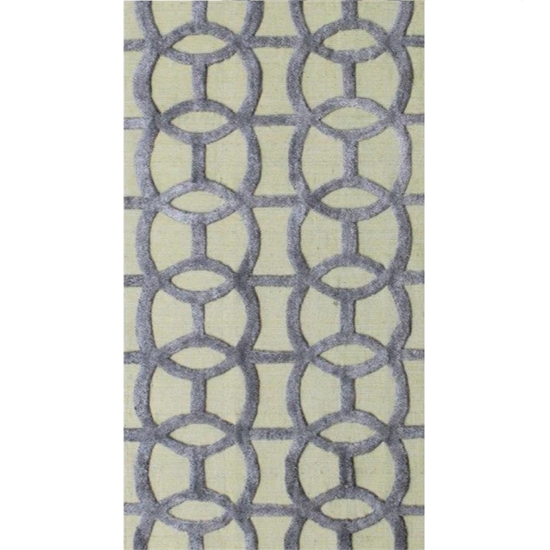 Windsor Handloomed Wool/Bamboo Silk Blue/Beige 8'x10' Area Rug